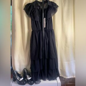Wednesday costume with belt, black buckle platform shoes NEW with Tags